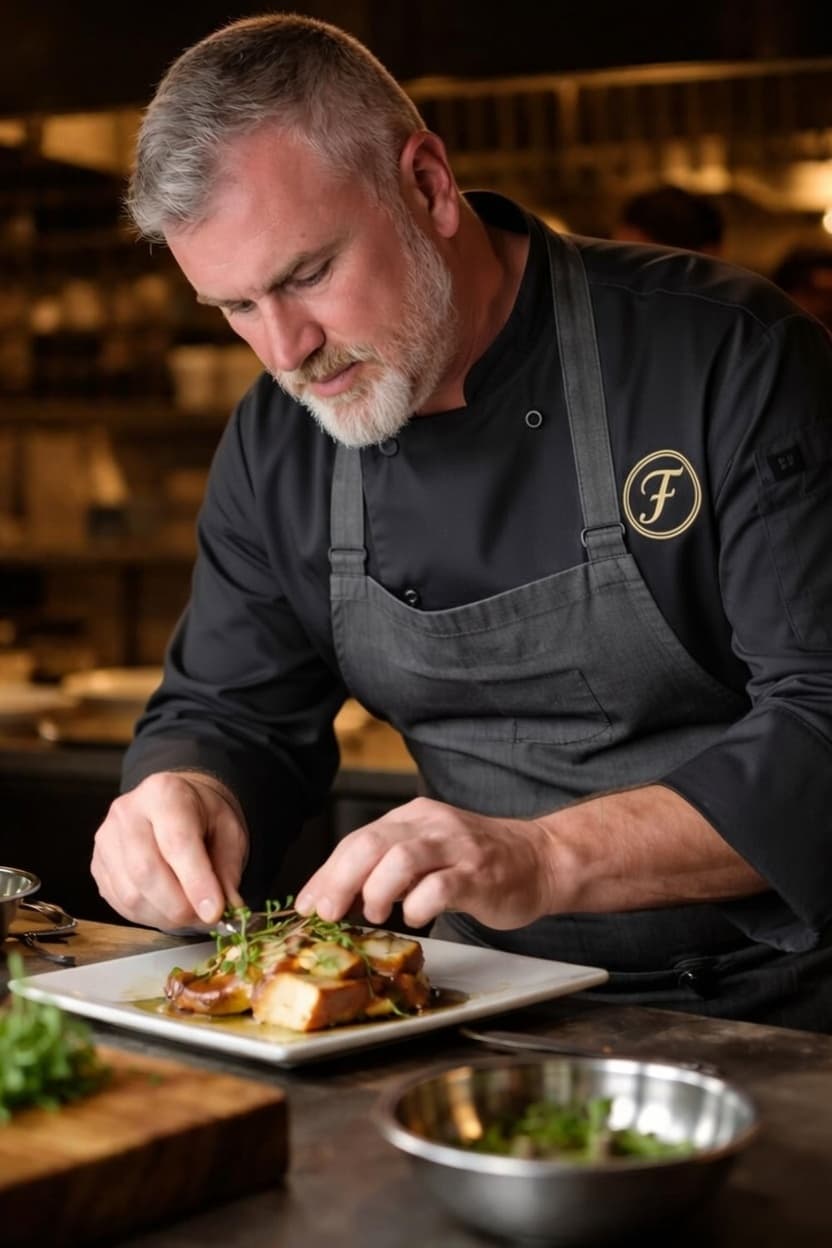 Chef plating a dish